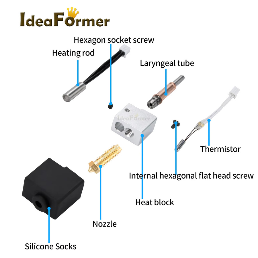 Anycubic Kobra 3 Hotend Kit mit Düse, Thermistor und 24V 50W Heizblock sowie Silikonhülle für Anycubic Kobra 3 und K3 Combo - Bild 2