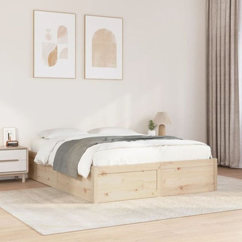 Massivholzbett aus Kiefernholz von vidaxl in Braun, B/T/H: 140 x 190 x 37 cm - Bild 1