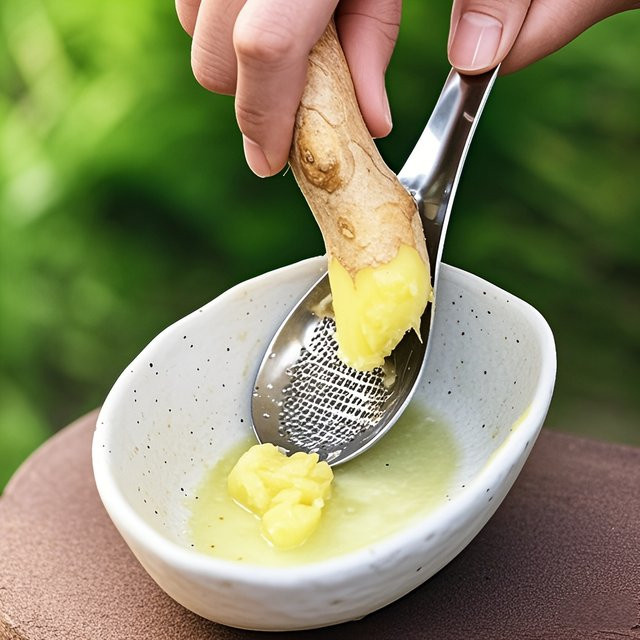 Edelstahl Knoblauchpresse und Reibe in Silber für Knoblauch, Ingwer, Obst und Gemüse mit Löffel-Funktion - Bild 1