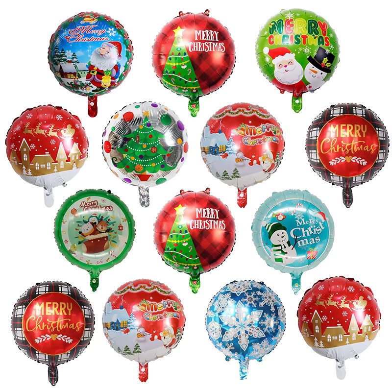 10er Set YAYB Frohe Weihnachten Aluminiumfolienballons in Mehrfarbig für Weihnachts- und Silvesterpartys, Durchmesser: 45,72 cm - Bild 2