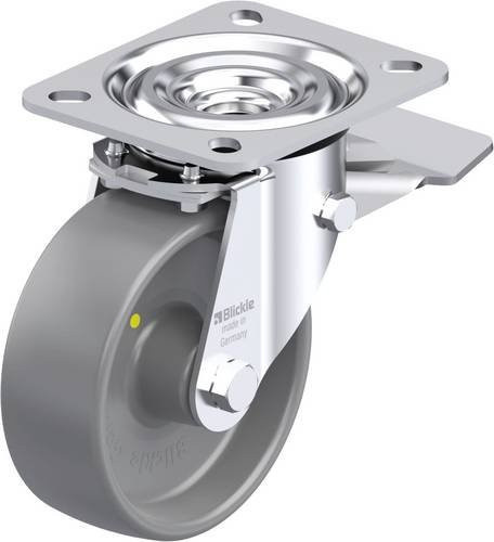 Blickle L-PO 100G-ST-ELS Stahlblech-Lenkrolle in Grau mit 100mm Rad-Durchmesser und 250kg Tragfähigkeit - Bild 1