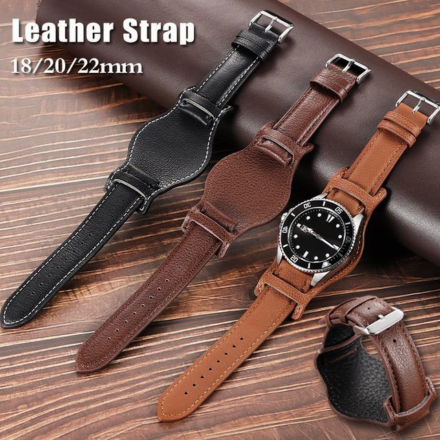 HQstrap Uhrenarmband Leder, Vintage, Schwarz, Unisex - Bild 1