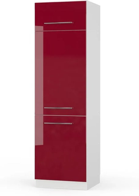 Vicco Fame-Line Kühlumbauschrank Hochschrank für die Küche in Bordeaux Hochglanz/Weiß, Breite: 60 cm, Höhe: 206,8 cm, Tiefe: 58 cm - Bild 1