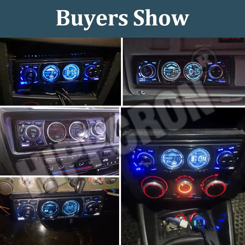 Hippcron 1DIN Autoradio mit Bluetooth, MP3-Player und FM Radio in Schwarz mit USB, AUX und TF-Kartenslot für 12/24V - Bild 5