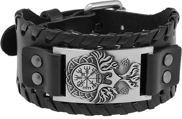 Rui Di Herrenarmband Leder, geflochten, Schwarz, Wikingerarmband - Bild 1