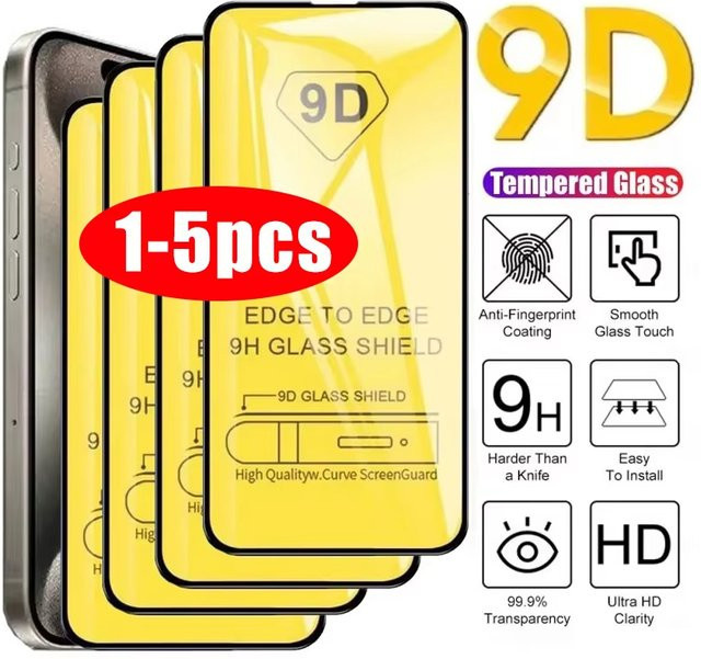 TUNEDEE 9D Displayschutz aus gehärtetem Glas für iPhone 11 12 13 14 15 16 17 18 Pro Max und XR XS Max, transparent - Bild 1