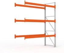 Meta Palettenregal Anbaumodul Multipal mit 4 Ebenen, verzinkt und rotorange, B/T/H: 330,0 x 278,5 x 110,0 cm, bis 1000 kg belastbar - Bild 1