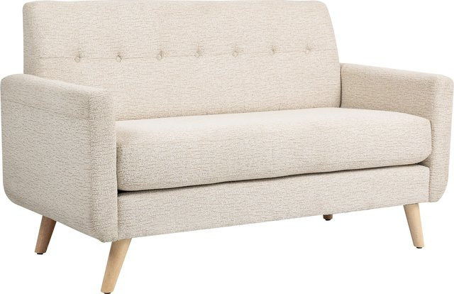 HOMCOM 2 Sitzer Sofa in Beige mit Samtoptik und Holzbeinen im Modern-Stil - Bild 1