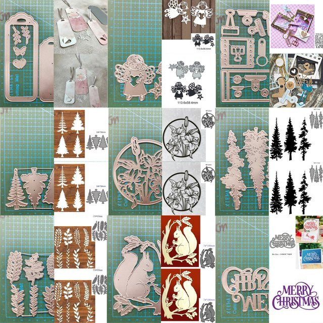 Metall Schneideschablone Frohe Weihnachten mit Eichhörnchen für DIY Bastelarbeiten und Scrapbooking in Silber - Bild 1