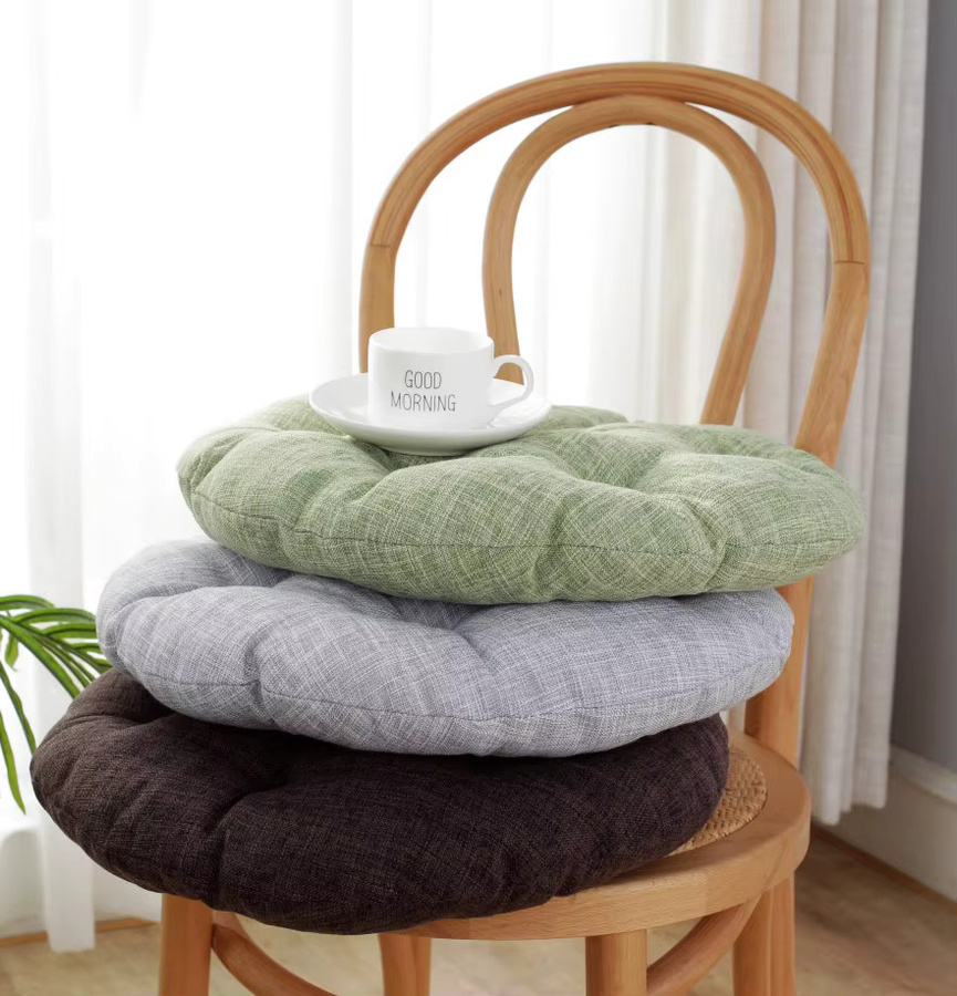 Inyahome Rundes Bodenkissen aus Cord in Beige und Rot für Yoga und Boho-Stil - Bild 2