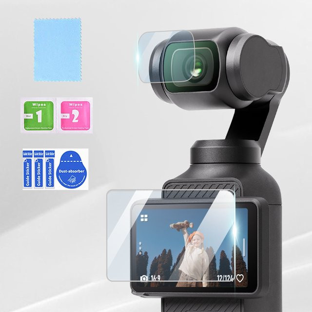 DJI Osmo Pocket 3 Schutzfolie aus gehärtetem Glas für Display und Kameraobjektiv, transparent - Bild 1