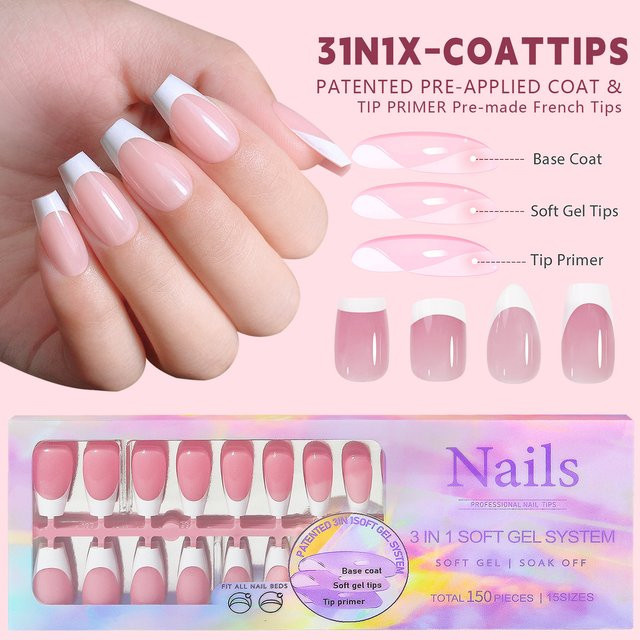 Misscheering Press on Nails, Weiß, Glänzend, Damen, 150 Stück - Bild 1