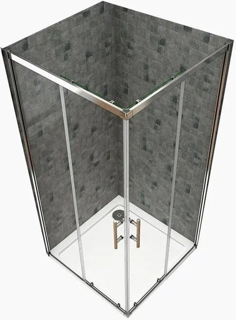 Duschparadies Duschkabine Eckeinstieg mit Schiebetür aus Sicherheitsglas, Farbe: Transparent/Silber, B: 110 cm, T: 80 cm, H: 185 cm - Bild 1