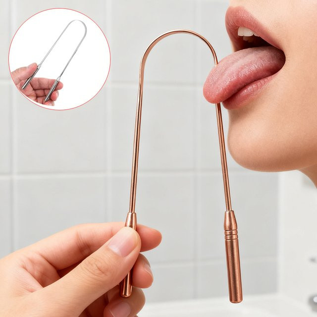 Zungenschaber aus Edelstahl, Unisex - Bild 1