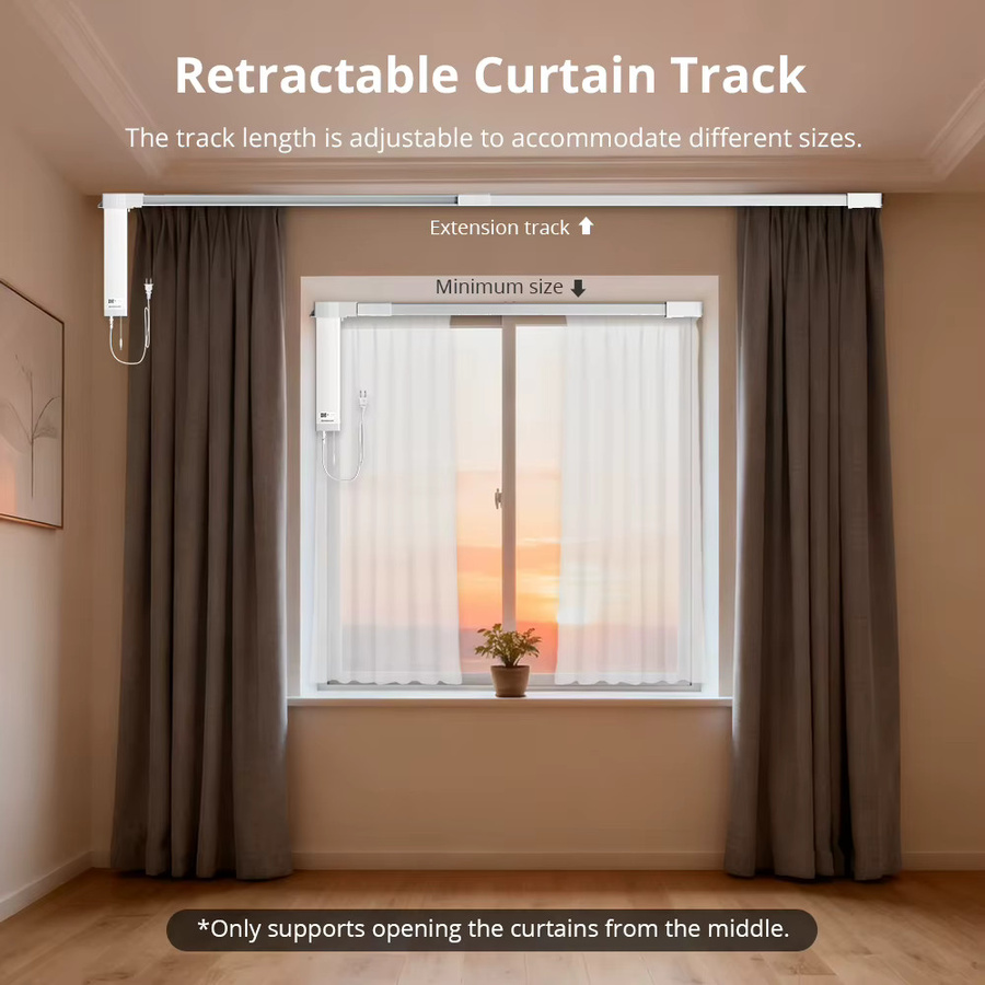Zemismart Matter Over Thread Einziehbare Vorhangschiene mit Smart Motor in Weiß, kompatibel mit HomeKit, SmartThings, Alexa und Google Home Assistant - Bild 2
