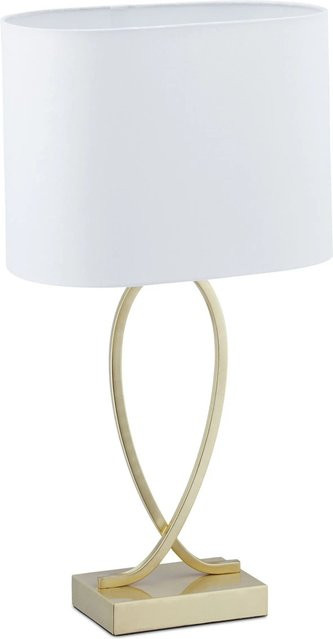 Relaxdays Tischlampe aus Eisen in Gold und Weiß mit Kippschalter, H x B x T: 51 x 28 x 18 cm - Bild 1