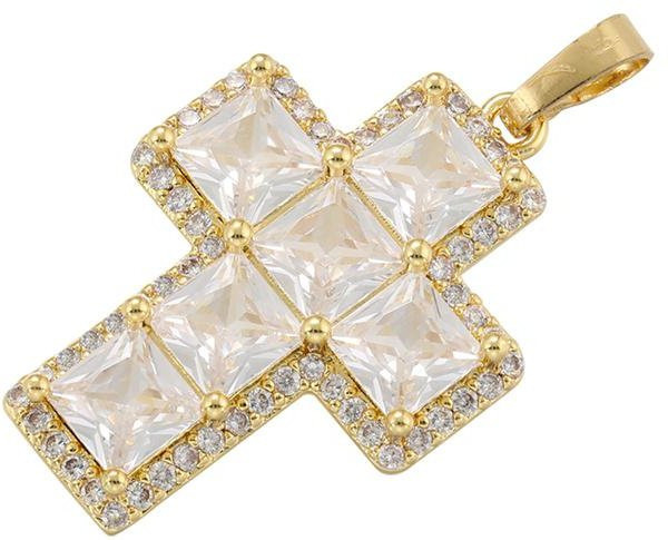 ZHUKOU Kreuzanhänger, Zirkonia, Gold, Messing, Damen - Bild 1