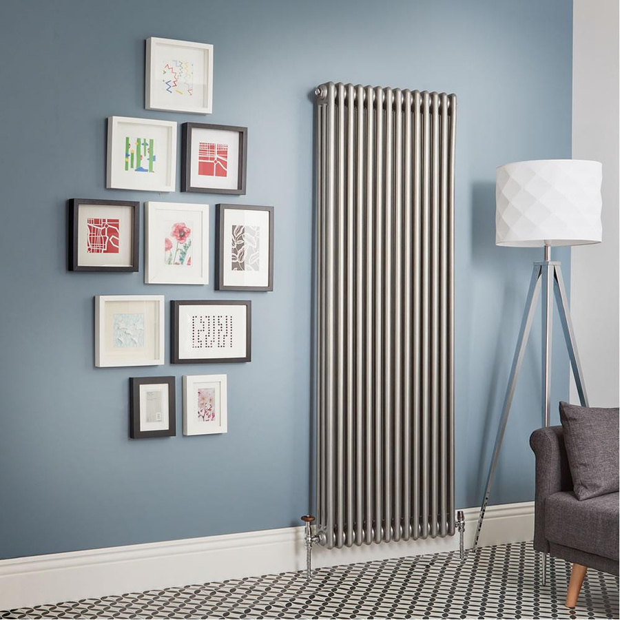 Regent Gliederheizkörper 3-säulig vertikal in Metallisches Silber, Höhe: 180 cm, Breite: 65 cm - Bild 1