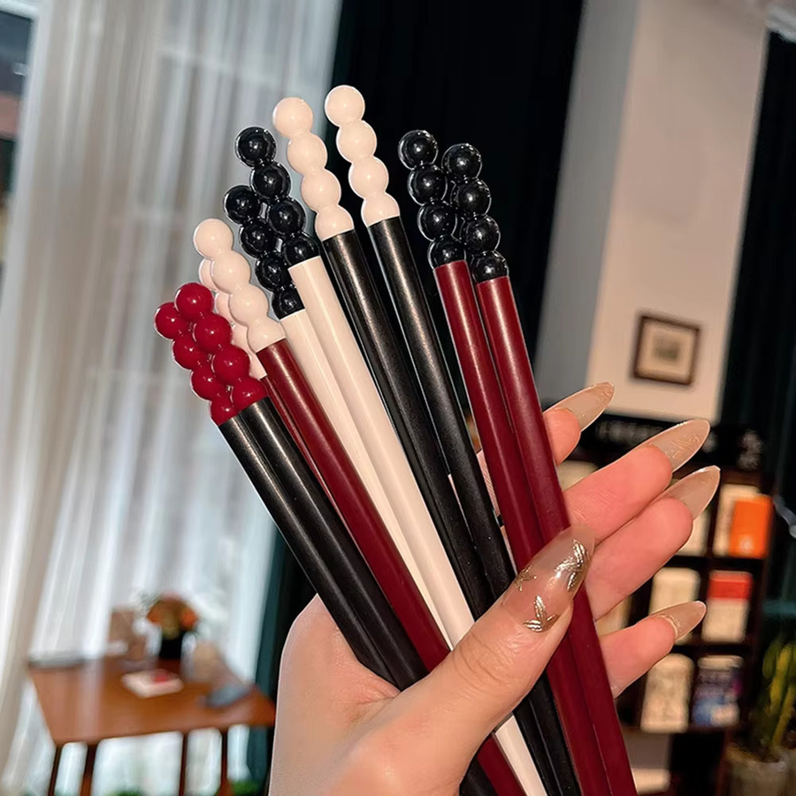 JAOER Essstäbchen Set aus Metall und Kunststoff, 2er Set, wiederverwendbare Sushi Sticks in Weiß und Rot - Bild 3