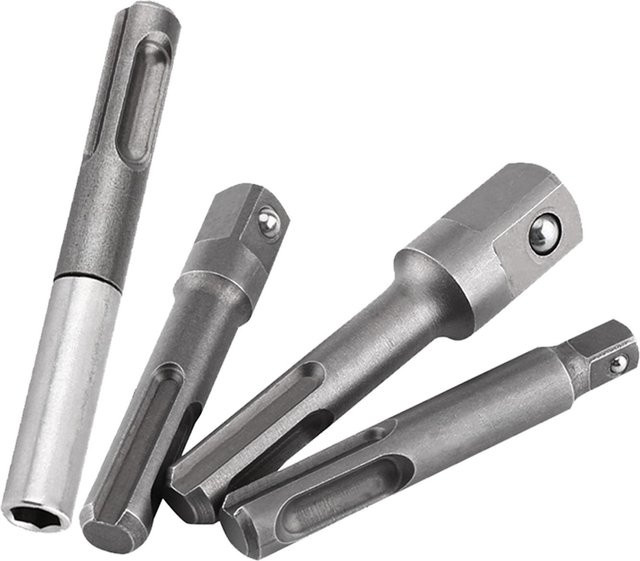 CosyHome SDS-Plus-Schaft Adapter mit 14-Zoll-Sechskant-Stecknuss und Vierkantbohrer-Verlängerungsanschluss in Weiß und Grau - Bild 1