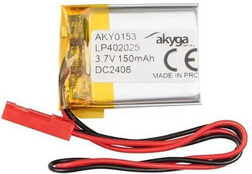 Akyga LP402025 LiPo Akkupack 3,7V mit 150 mAh und JST Anschluss in Silber - Bild 1