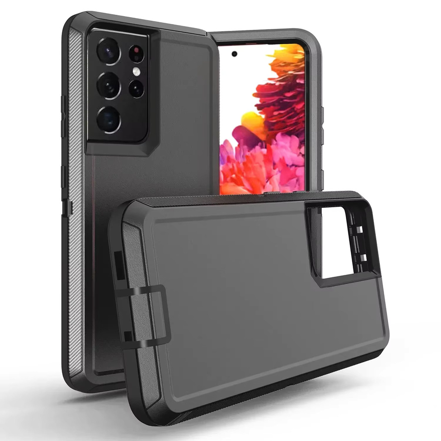3in1 Rugged Armor PC-Schutzhülle mit Clip-Box-Abdeckung für Samsung Galaxy S25 S24 S23 S22 S21 S20 Ultra Plus FE Note 20 10 9 8 in Schwarz - Bild 2