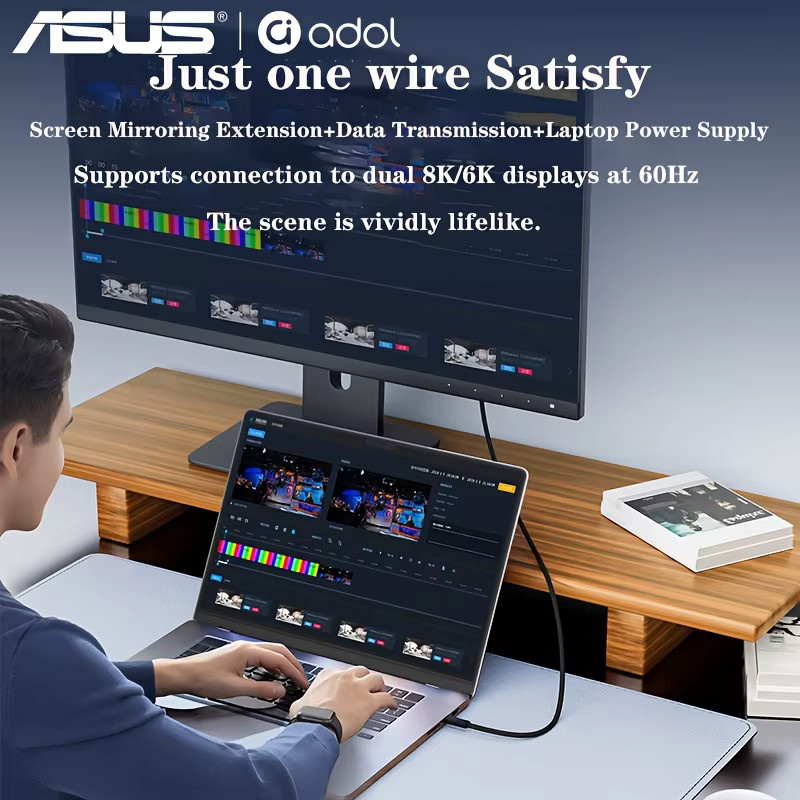 ASUS Thunderbolt 5 USB-C Kabel in Schwarz mit 120Gbps Datenübertragung und 240W Power Delivery für MacBook, iPad, iPhone und Android - Bild 6