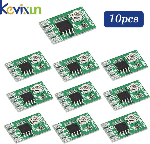 10 Stück Kevixun LED-Treiber mit einstellbarem Konstantstrom 30-1500mA, DC 3,3V 3,7V 4,2V 5V PWM-Steuerung, Buck Power Module, Grün - Bild 1