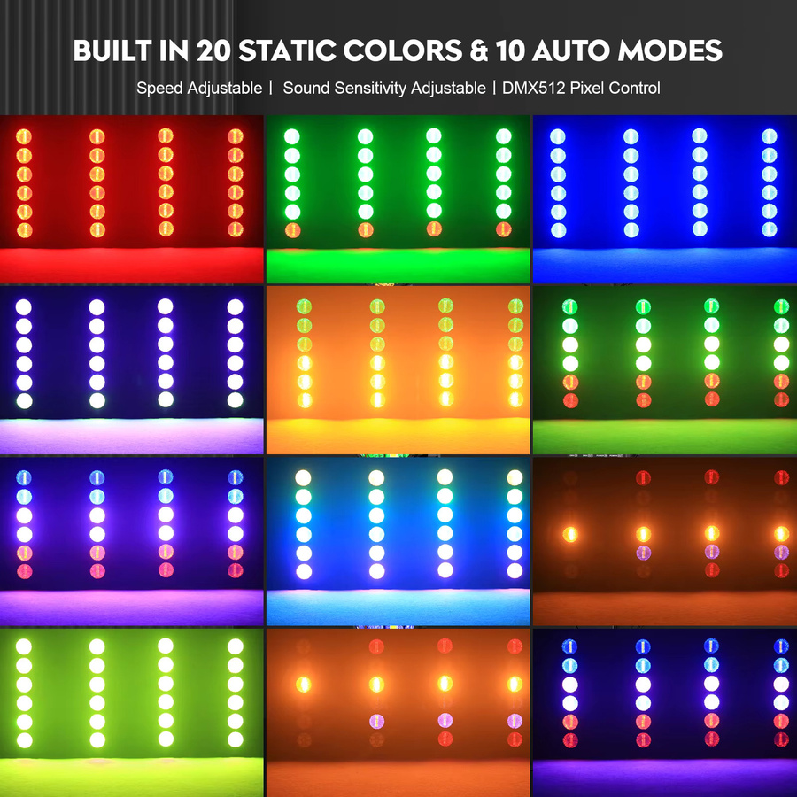 DayFlicker 4er Set 350 W 6-LED COB Linear Vintage Bühnenlicht in Schwarz mit DMX512 und RGB-Effekt für Konzerte und Events - Bild 3