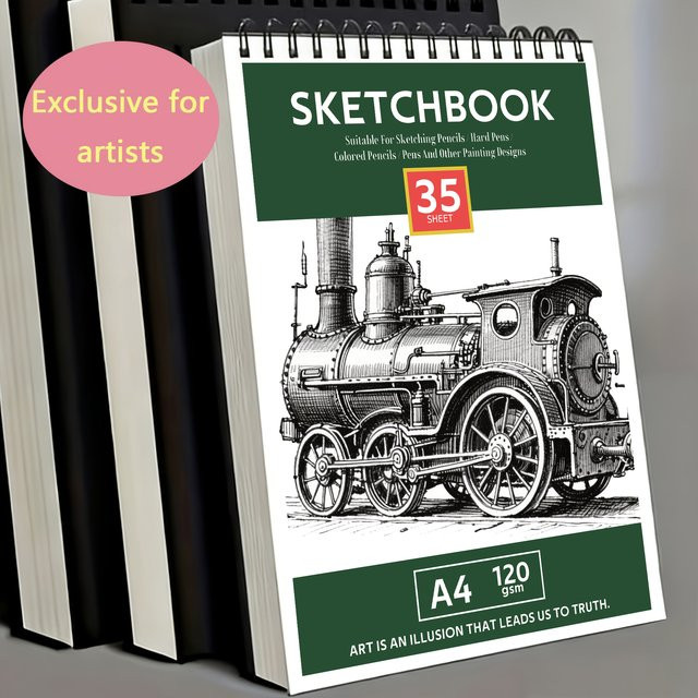 Spiralgebundenes Kunst-Skizzenbuch für Profis, 35 Blatt weißes Zeichenbuch mit 120 g/m2, Format A4 - Bild 1