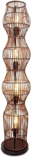Licht-Erlebnisse Stehleuchte Boho Style aus Bambus und Metall in Braun, Höhe: 110 cm, 4x E27 - Bild 1