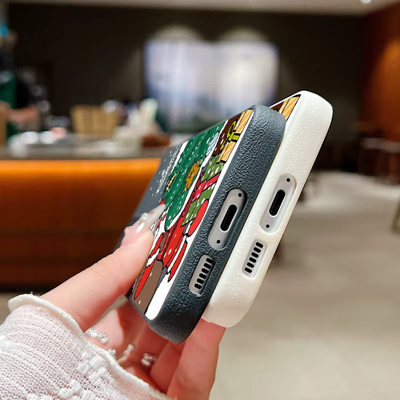 Santa Claus Silikon Handyhülle mit Ledertextur für Samsung Galaxy S25 S24 FE S23 S22 S21 Ultra A17 A56 A55 A26 A36 A15 A16 in Braun und Multicolour - Bild 3