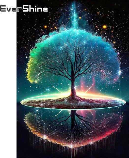 Evershine Diamant Mosaik DIY Set Baum Landschaft Strass Stickerei Kit in Multicolour, Breite: 30,0 cm, Höhe: 20,0 cm - Bild 1