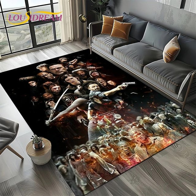 Magic Zhu Walking Dead Teppich mit Rick und Daryl Motiv, rutschfeste Bodenmatte für Wohnzimmer und Schlafzimmer, B/B: 120 x 160 cm - Bild 1
