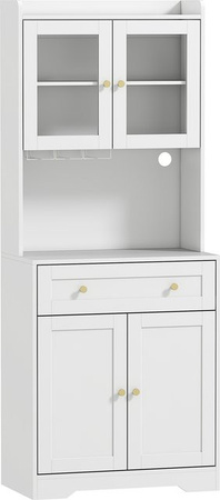 HOMCOM Küchenschrank Weiß mit Arbeitsplatte, Buffetschrank und Vorratsschrank mit 4 Türen, Schublade und Soft-Close-Funktion, B/T/H: 68 x 38 x 170 cm