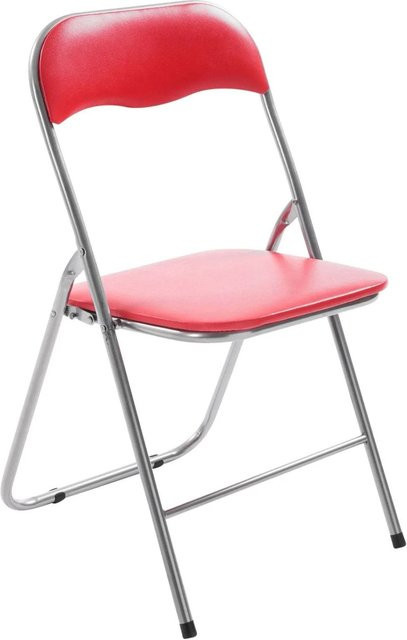 CLP Klappstuhl Felix Gepolsterter Faltstuhl mit Kunstleder-Bezug in Rot/Silber - Bild 1