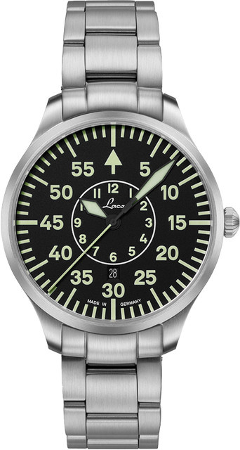 Laco Fliegeruhr, Quarz, Edelstahl, Schwarz, 40 mm, Saphirglas - Bild 1