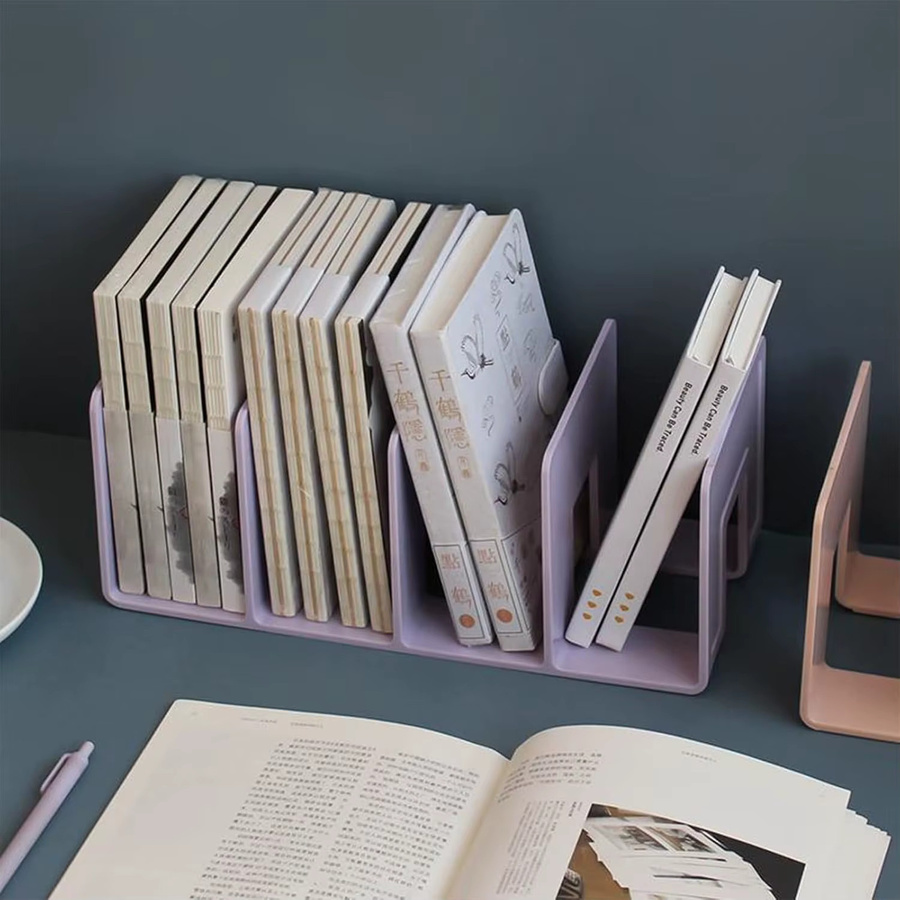Multifunktionales Desktop-Regal aus Kunststoff in Macaron-Farbe als Organizer für Bücher, Ordner und Notebooks in Weiß - Bild 2