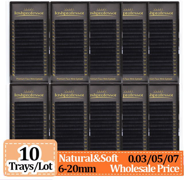 lashprofessor Wimpernverlängerung, Faux Mink, Matt Schwarz, 10 Trays - Bild 1