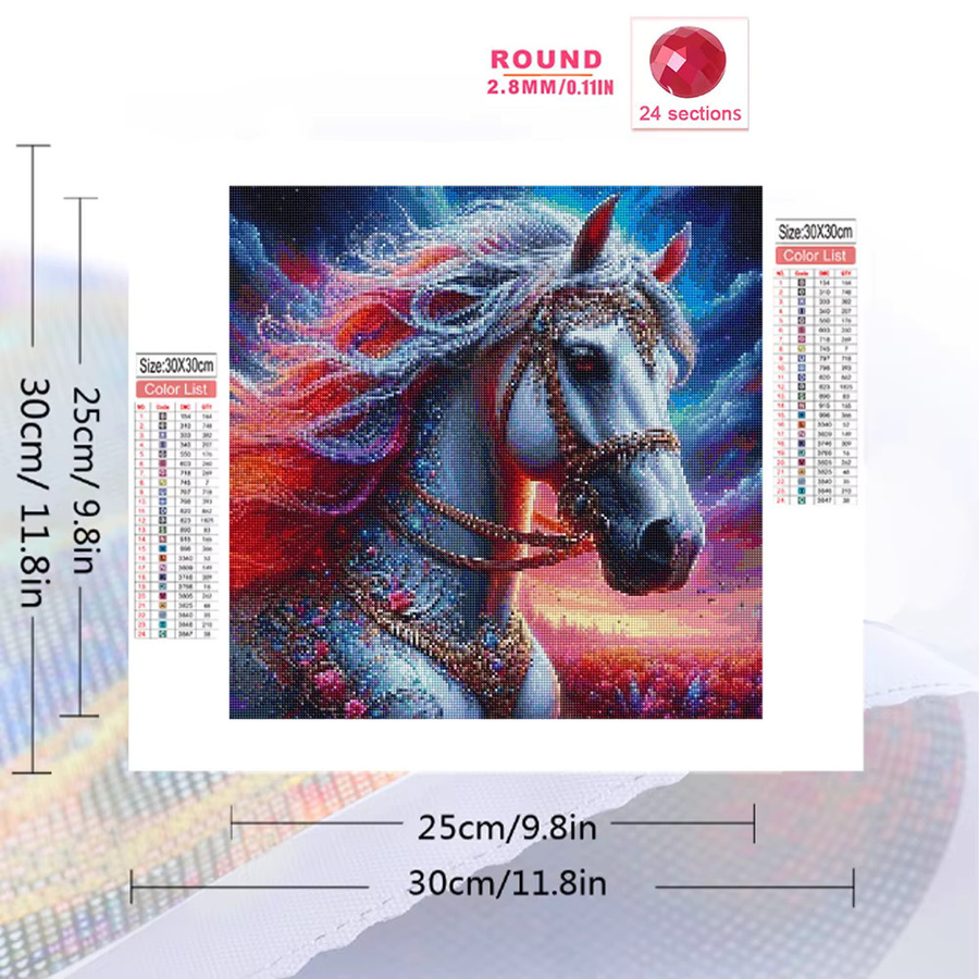 EverShine DIY Diamant-Stickerei Pferd Mosaik-Set mit runden Acryl-Steinen in Multicolour, Wanddekoration Breite: 20 cm, Höhe: 20 cm - Bild 2