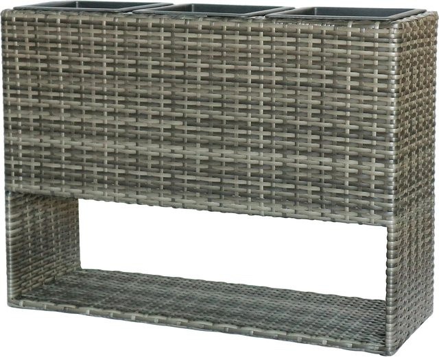 Pflanzkasten Shadow in Grau aus Polyrattan mit Flechtoptik, B/T/H: 82 x 28 x 60 cm - Bild 1
