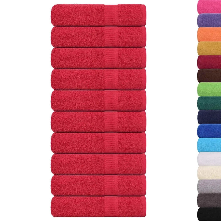 vidaXL Badetücher 10er Set aus 100% Baumwolle in Rot, B/L: 100 x 150 cm, 360 g/m² - Bild 2