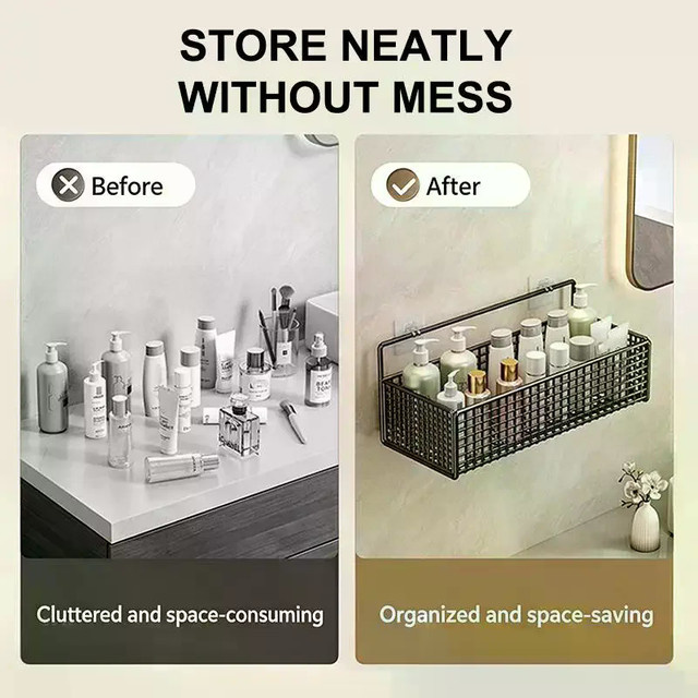 JETTING Hängeregal für das Badezimmer, wandmontiert und selbstklebend, Metall, Schwarz Matt - Bild 1