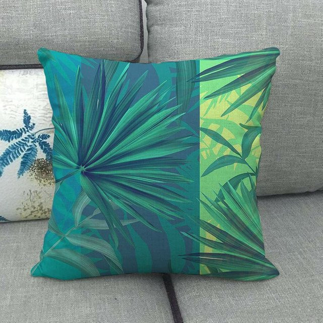 Kissenbezug mit Palmenblatt- und Schildkrötenrücken-Design aus Peach Skin Plüsch für Sofa und Büro, B/B/H: 18 x 18 x 18 cm - Bild 1