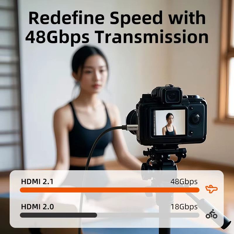 CABLETIME Micro-HDMI-Kabel 2.1 in Schwarz für 8K/60Hz und 3D-Effekte - Bild 3