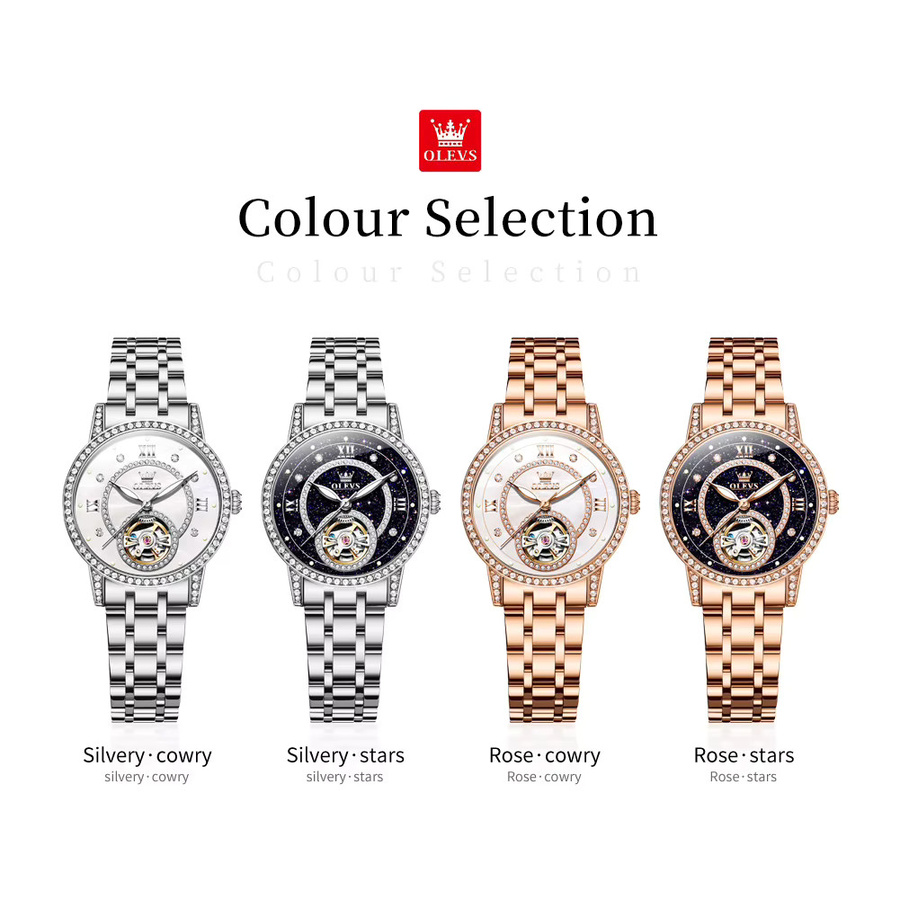 OLEVS Armbanduhr Automatik, Edelstahl, Roségold, Diamant, Damen - Bild 5