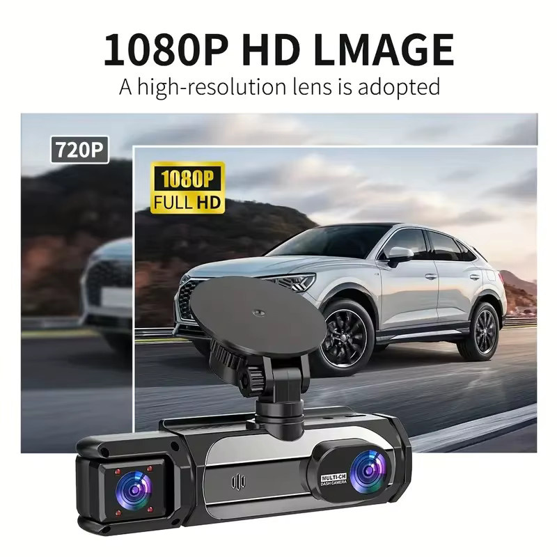 GMAIPOP 1080P Full HD WiFi Dashcam für Autos mit 2/3-Kanal-Funktion, IR-Nachtsicht und Weitwinkel, Schwarz - Bild 4