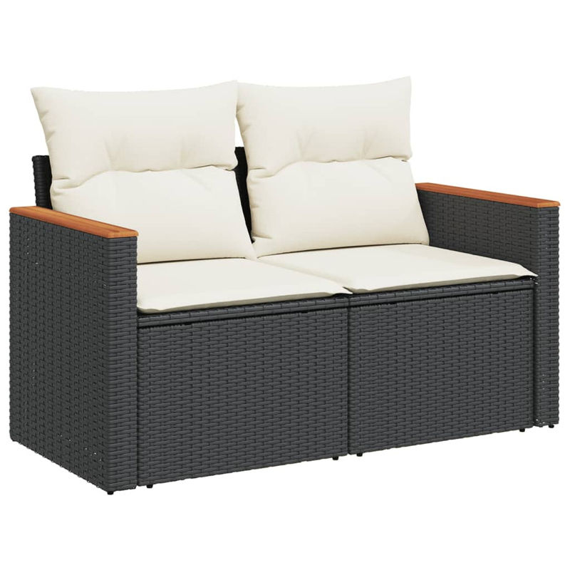 Vidaxl Garten-Sitzgruppe aus schwarzem PE-Rattan mit Kissen für Erwachsene, modern und stabil - Bild 2