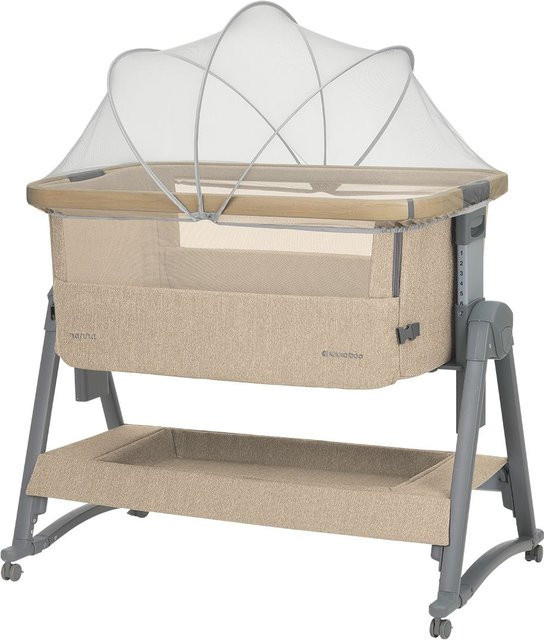 Kikka boo Beistellbett Nanna 2 mit Matratze, Schaukelstäben, Moskitonetz und Korb in Beige - Bild 1