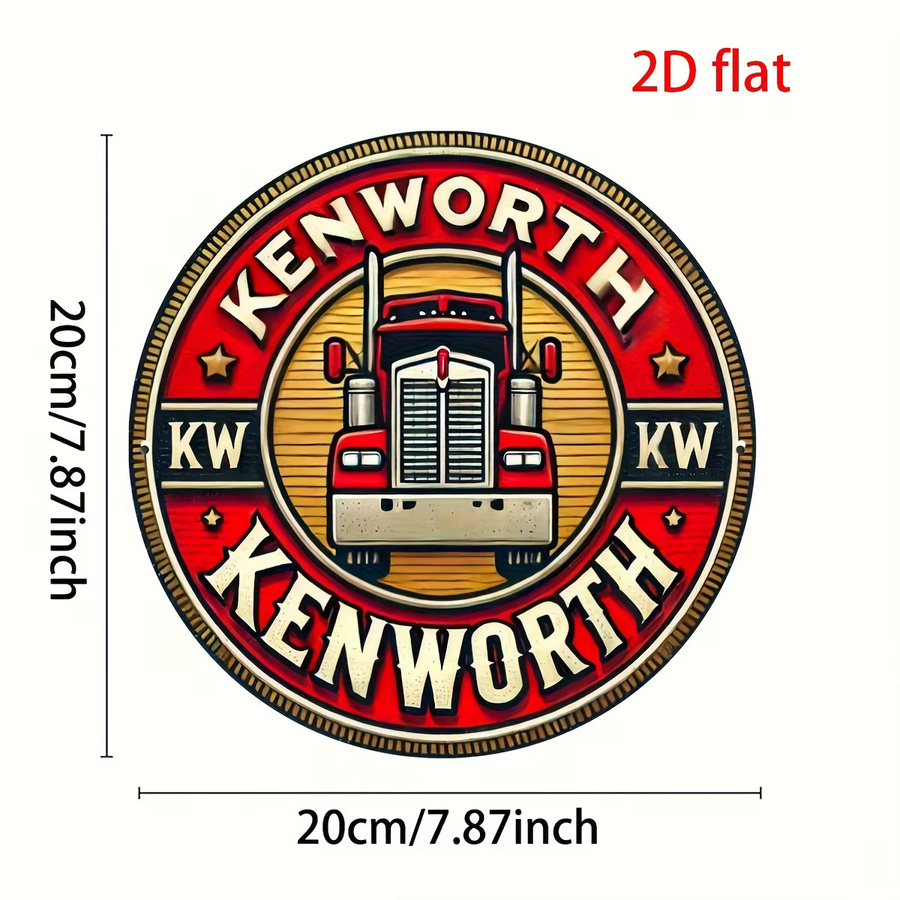Potdemiel Kenworth Truck Logo Aluminium Metallschild im Vintage-Stil, Wandkunst für Zuhause und Büro, B/H: 20,32 x 20,32 cm, Mehrfarbig - Bild 2